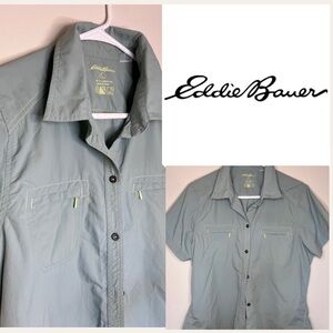 Eddie Bauer Women’s Top Light Green Breathable Fast Dry Fishing Golf Field Shirt
